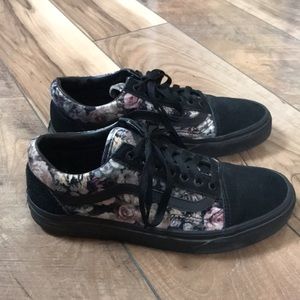 Vans Black Floral Low-Top Sneakers